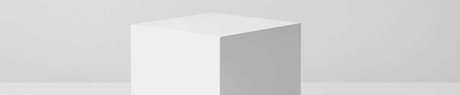 Minimalist white cube on clean background